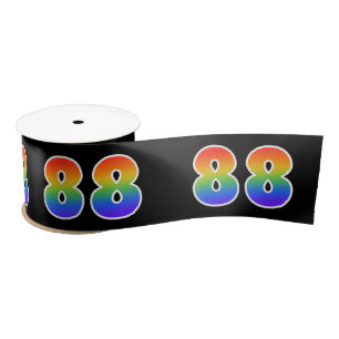 Spaß, Regenbogenmuster "88" Ereignisnummer (schwar Satinband
