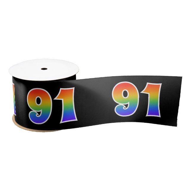 Spaß, Regenbogenmuster "91" Ereignisnummer (schwar Satinband (Spule)