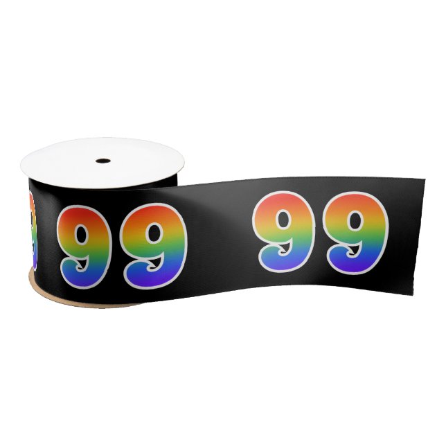 Spaß, Regenbogenmuster "99" Ereignisnummer (schwar Satinband (Spule)