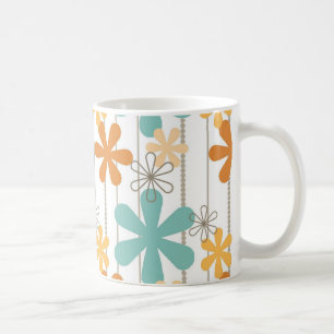 Spaß-Retro Blumenmuster-orange blaue Wand-Blumen Kaffeetasse