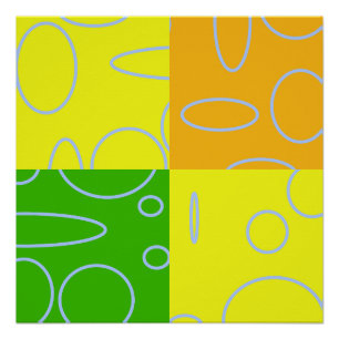 Spaß Retro Quad Gelb Grün Orange Geometrisch Poster