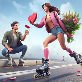Spaß Rollerblading Valentine für Ihn Feiertagskarte