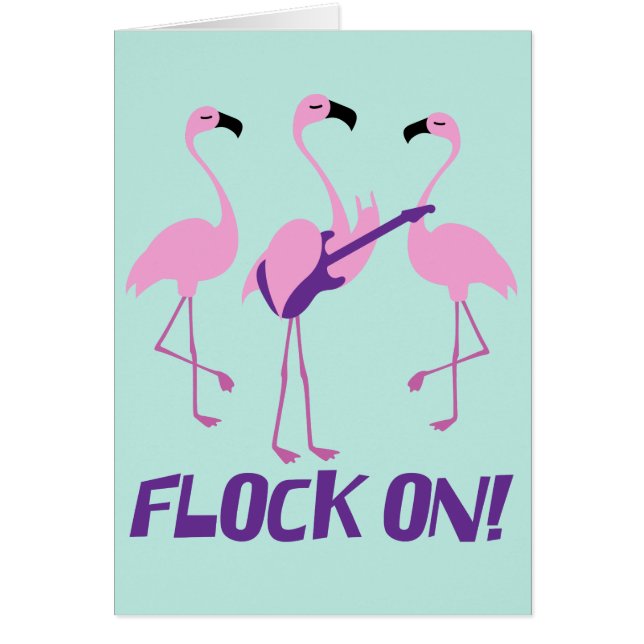 Spaß-rosa Flamingo-Karte - Rockmusik-Spielen (Vorne)