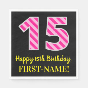Spaß-rosa Streifen "15"; Glücklicher 15. Serviette