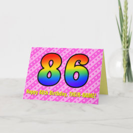 Spaß Rosa Streifen, Herz, Regenbogen # 86. Geburts Karte