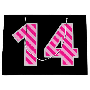 Spaß-Rosa Striped "14"; Glücklicher 14. Große Geschenktüte