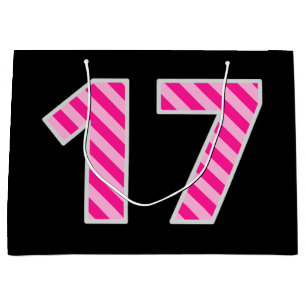 Spaß-Rosa Striped "17"; Glücklicher 17. Große Geschenktüte