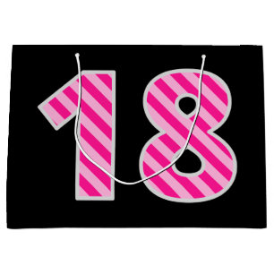 Spaß-Rosa Striped "18"; Glücklicher 18. Große Geschenktüte