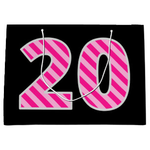 Spaß-Rosa Striped "20"; Glücklicher 20. Große Geschenktüte