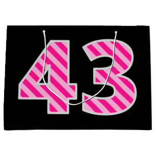 Spaß-Rosa Striped "43"; Glücklicher 43. Große Geschenktüte