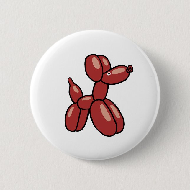 Spaß, roter Ballonhund Design Button (Vorderseite)