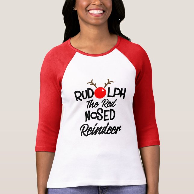 Spaß Rudolph The Red Nosed Reindeer Xmas Grafik T-Shirt (Vorderseite)