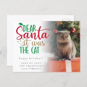Spaß Santa war die Cat Foto Weihnachtskarte Postkarte