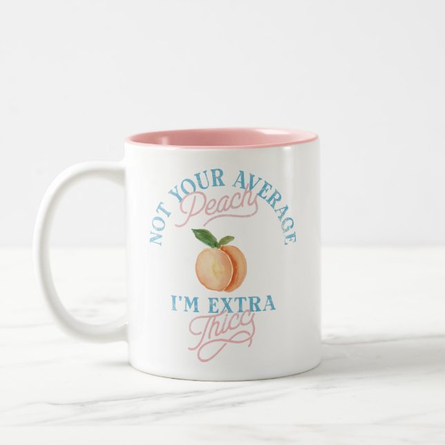 Spaß Sassy Peach Körperposition Vintag Zweifarbige Tasse (Links)