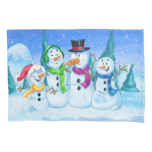 Spaß-Schneemannkissenbezug Kissenbezug (Vorderseite)