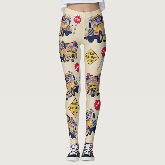 Spaß-Schulbustreiber-Party-Muster-Leggings Leggings (Vorderseite)