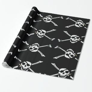 Spaß-Schwarzweiss-Piratenflagge Geschenkpapier