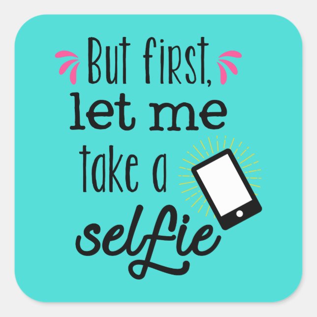 Spaß Selfie liebt Wortart-Aufkleber Quadratischer Aufkleber (Vorderseite)