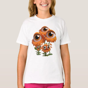 Spaß Seltsame Orange Blume Eyeball T - Shirt