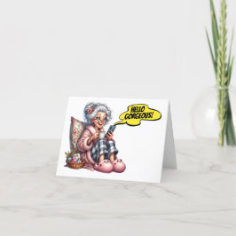 Spaß Senior mit Kaffee und Handy