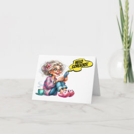 Spaß Senior mit Kaffee und Handy