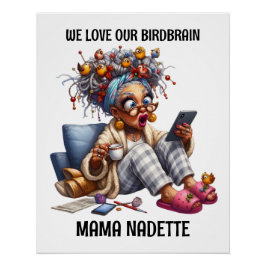 Spaß Senior mit Vögeln Poster