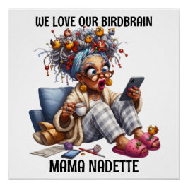 Spaß Senior mit Vögeln Poster