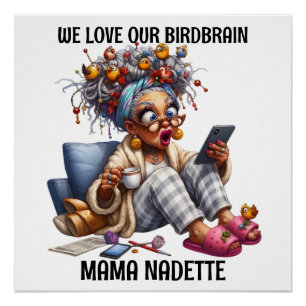 Spaß Senior mit Vögeln Poster