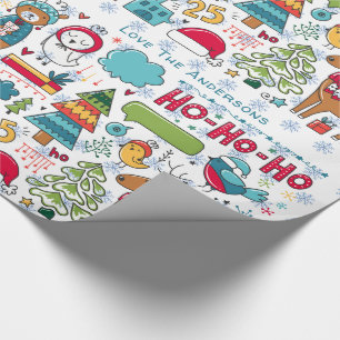 Spaß skandinavische WeihnachtsFolk Art HYGGE Geschenkpapier