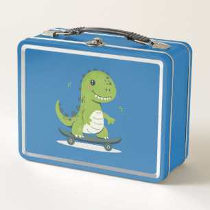 Spaß Skateboarding Dinosaurier Metall Brotdose