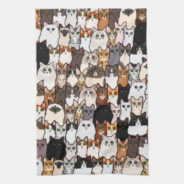 Spaß so viele Katzen und Kätzchen Collage Geschirrtuch
