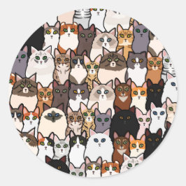 Spaß so viele Katzen und Kätzchen Collage Runder Aufkleber
