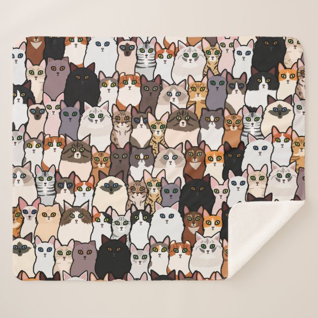 Spaß so viele Katzen und Kätzchen Collage Sherpadecke (Vorderseite (Horizontal))