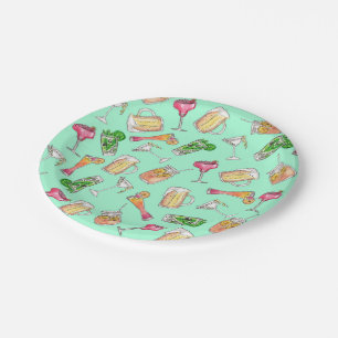 Spaß-Sommer-Aquarell gemaltes Mischgetränk-Muste Pappteller