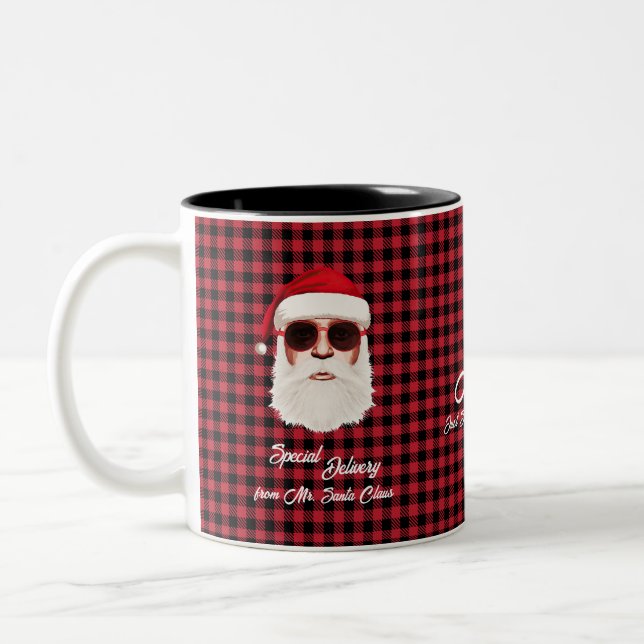 Spaß Special Lieferung Santa Red Black Buffalo Kar Zweifarbige Tasse (Links)