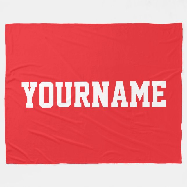 Spaß Sportlich Athletisch Weiß Dein Name auf Hellr Fleecedecke (Vorderseite (Horizontal))