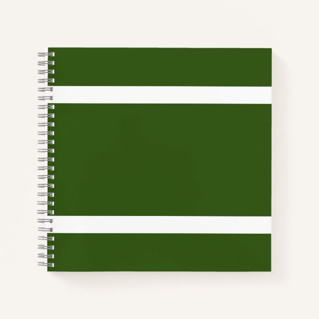 Spaß sportlich fett weiße Streifen auf waldgrün Notizbuch (Vorderseite)