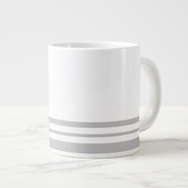 Spaß Sporty Light Gray Racing Streifen auf Weiß Jumbo-Tasse