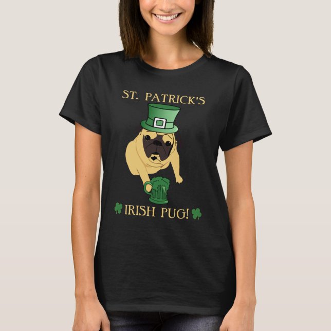 Spaß-St Patrick irisches Mops-T-Shirt T-Shirt (Vorderseite)