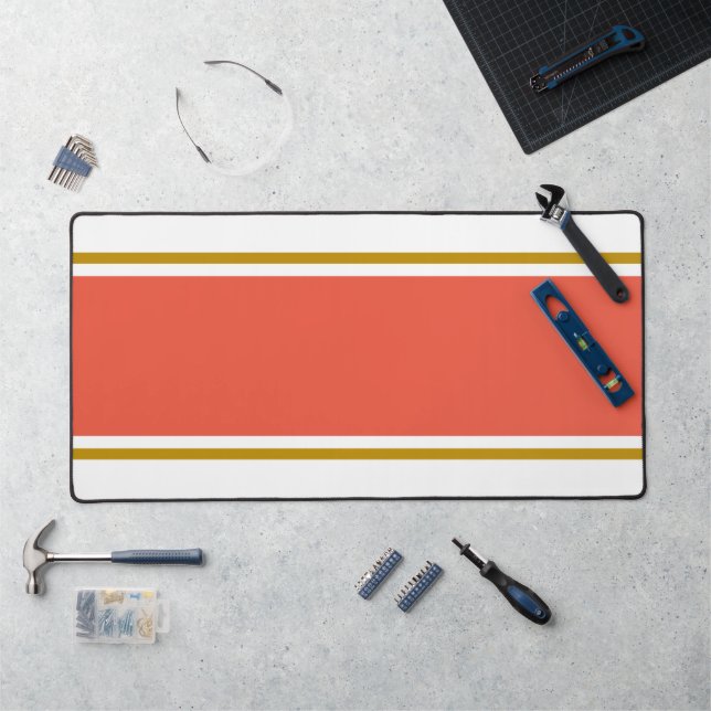 Spaß Stilvolle, feine, orange Streifen auf Weiß Schreibtischunterlage (Arbeitsplatz)