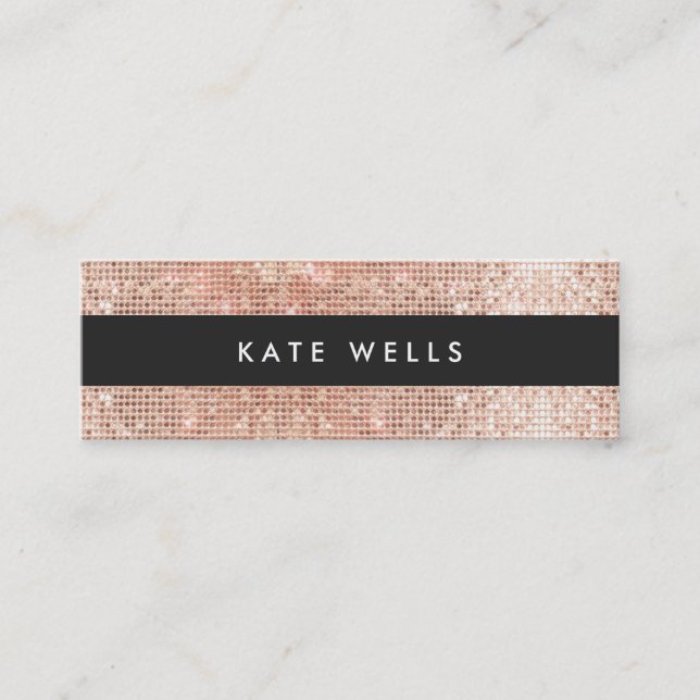 Spaß Stilvolle Imitate Rose Gold-Sequin Schwarz St Mini Visitenkarte (Vorderseite)