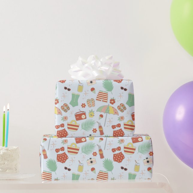 Spaß Stilvolle Retro Vintag Summer Beach Swimsuits Geschenkpapier (Partygeschenke)