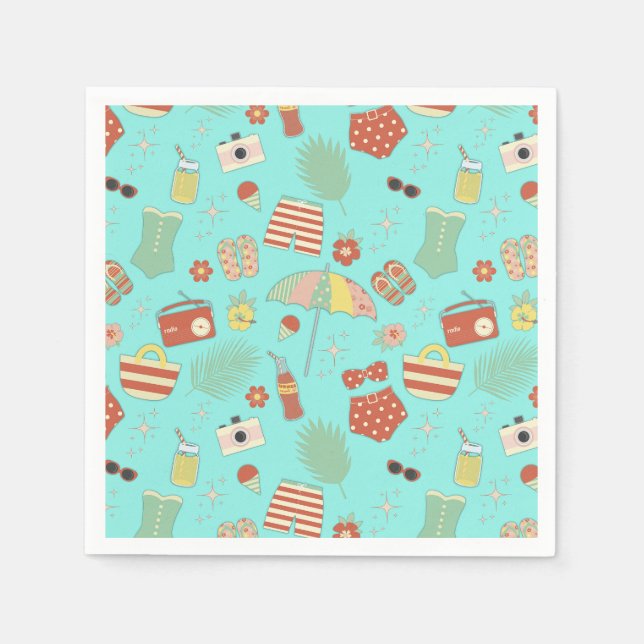 Spaß Stilvolle Retro Vintag Summer Beach Swimsuits Serviette (Vorderseite)