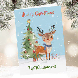 Spaß Stilvoller Wasserfarben-Rentierbaum Karte