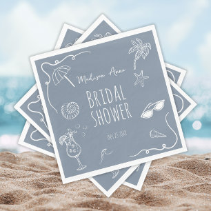 Spaß-Strand-Gekritzel-Illustrationen Junggesellinn Serviette