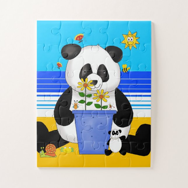 Spaß Strand panda Bär Kinder Puzzle (Vertikal)
