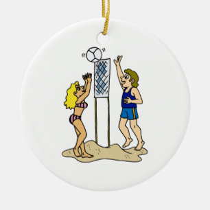 Spaß-Strand-Volleyball Keramikornament