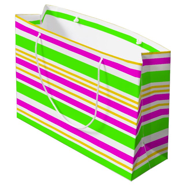 Spaß Streifen Große Geschenktüte (Rückseite Schrägansicht)