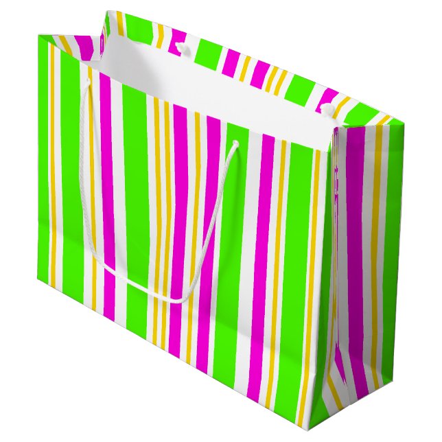 Spaß Streifen Große Geschenktüte (Vorderseite Schrägansicht)