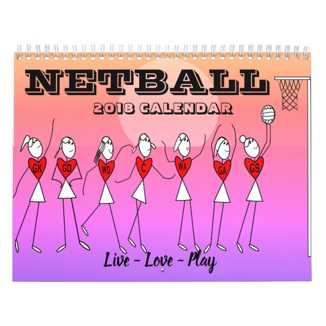 Spaß-Strichmännchen-Inspirational ZitateNetball Kalender (Titelbild)